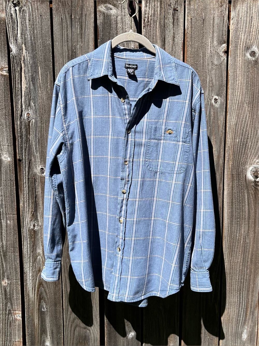 Northcrest Men's Light Blue Plaid Button-Down Shirt